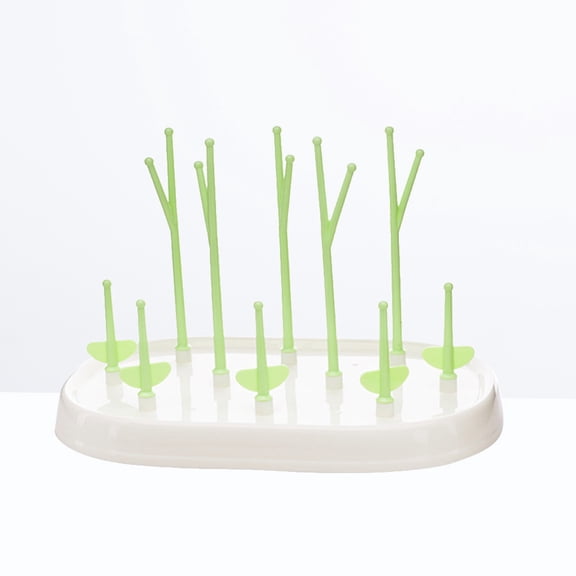 Niceauty Green Plastic Bottle Dryer for Drying Bottles with Flexible Branches and Removable Tray