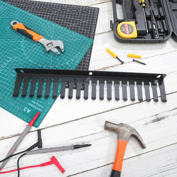 Niceauty Black Wall Mounted Cable Organizer Rack Carbon Steel Slot Storage Rack for Home Office Wire Management