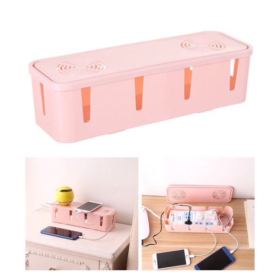 Niceauty Plug Socket Safety Box Pink Cable Organizer with Dust Water Protection