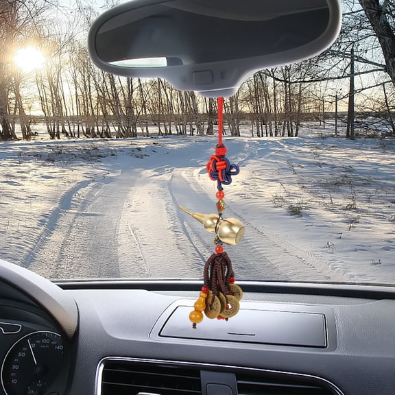 Niceauty Multi Color Brass Gourd Pendant for Car Decoration Lightweight Copper Rearview Mirror Ornament