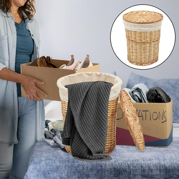 Niceauty Natural Woven Laundry Hamper Light Brown Large Capacity Clothes Storage Basket