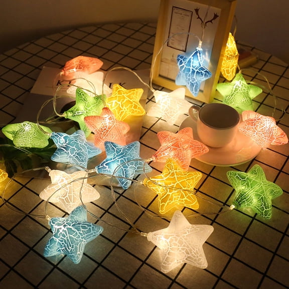 Niceauty Colorful Crackle Star String Lights for Outdoor Garden Decoration Plastic Assorted Color 1.5m 10LEDs