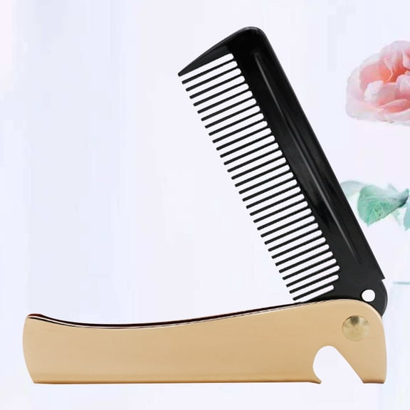 Niceauty Golden Portable Beard Comb with Smooth Teeth for Comfortable Hair Styling