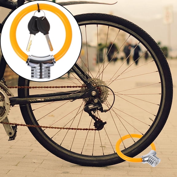 Niceauty Small Portable Orange Bike Lock Ring Shaped Anti Theft Zinc Alloy Steel Cable Lock
