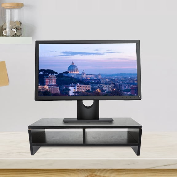 Niceauty Back to School Screen Stand for Desk Monitor Stand Black Wood 1 Piece