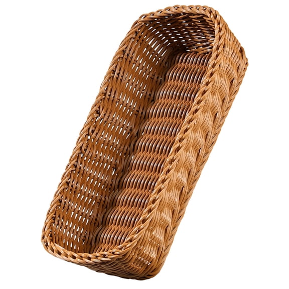 Niceauty Woven Plastic Storage Basket Organizer for Kitchen Utensils Cutlery and Seasoning Bottles Light Brown