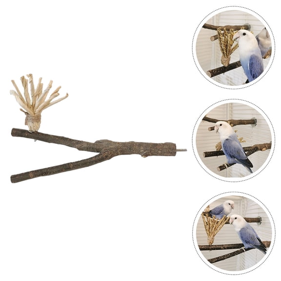Niceauty Dark Brown Wood Parakeet Cage Accessories Fork Perched Bird Chewing Toy for Party Fun Size 12.5 x 4.5 x 5.5