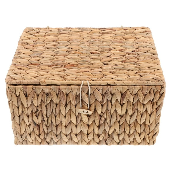 Niceauty Blanket Basket with Lid Woven Storage Bins Light Brown for Bedroom 1Set