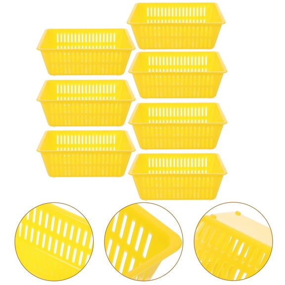Niceauty 7Pcs Plastic Decorative Storage Basket Red Sundries Organizer Multipurpose Use