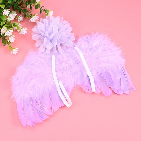 Niceauty Dog Cat Angel Wings Costume With Flower Headdress Small Pet Wing Supplies For Parties And Daily Walks Purple