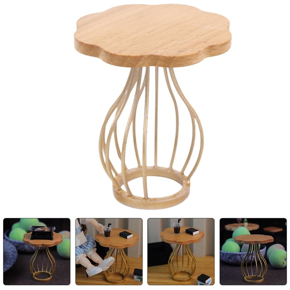 Niceauty Dollhouse Desk Mini End Table Brown Wood 1Pack for Collectors Bedroom