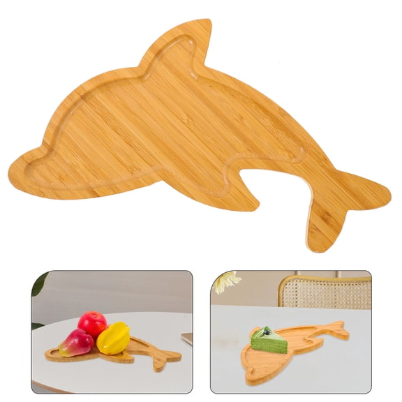Niceauty Dolphin Shaped Bamboo Serving Plate for Special Occasions 13.2x7.3x0.5in 1 Piece