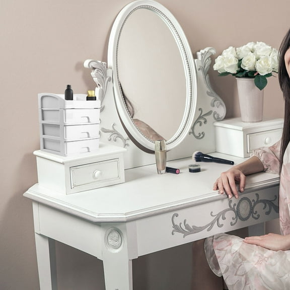 Niceauty Drawer Type Makeup Storage Case in White for Cosmetics and Accessories