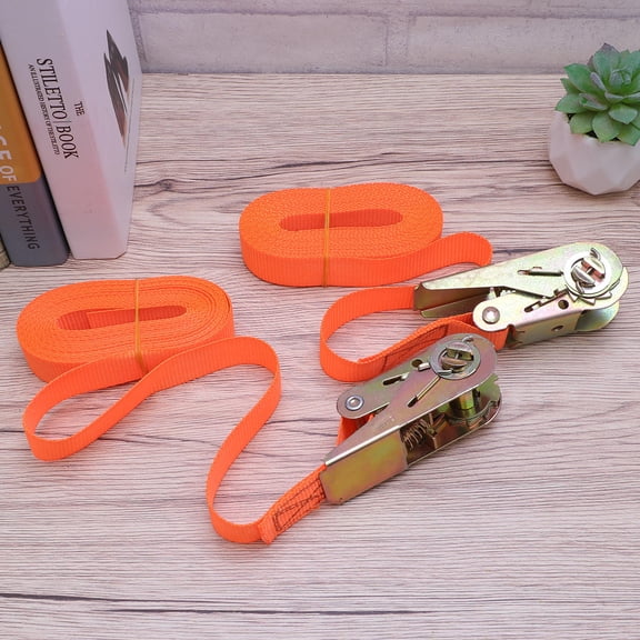 Niceauty 1Pair Black Ratchet Strap Tie Down for Car Use Heavy Duty Tear Resistant Nylon Lashing Strap