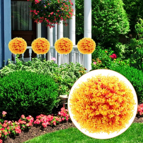 Niceauty Orange Simulated Eucalyptus Leaf Topiary Ball for Indoor and Outdoor Decor