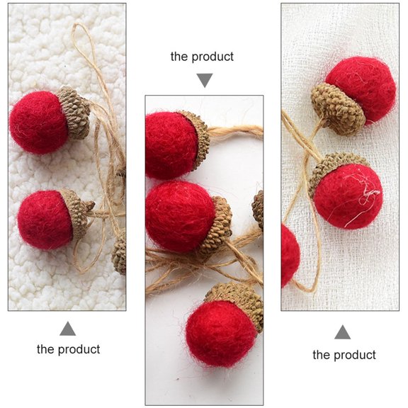Niceauty Red Wool Felt Pine Cone Acorn Hanging Pendant Christmas Decor 6Pcs
