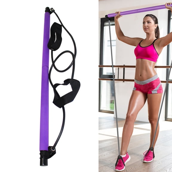 Niceauty Fitness Sports Pulling Rope with Steel Stick and Eva Handle for Home Exercise Purple