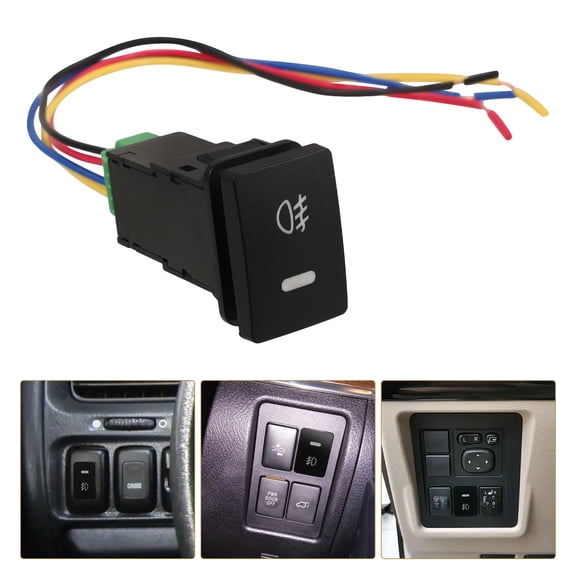 Niceauty Push Button Fog Light Switch Automotive Modified Switch Black ABS 1 Pcs