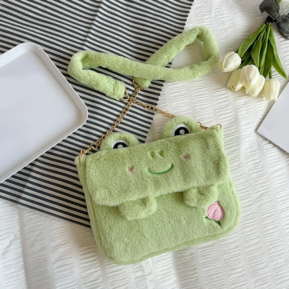 Niceauty Crossbody Bag for Women Plush Crossbody Bag Light Green 1Pcs