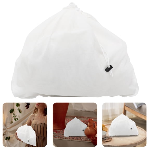 Niceauty Reusable White Mesh Brew Bag with Drawstring for Wine Juice Brewing and Straining