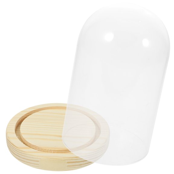 Niceauty Dried Flower Base With Glass Dome Multi Color Wood 1Pcs