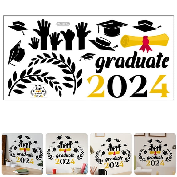 Niceauty PVC Graduation Wall Sticker Multi Color English Letters Enhances Room Ambiance