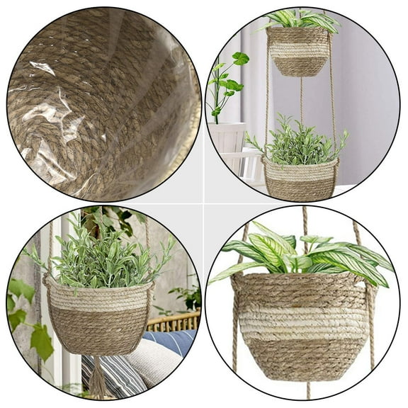 Niceauty Hanging Planter Decor Woven Flower Basket plant Rustic Storage Gardeners 1 Set