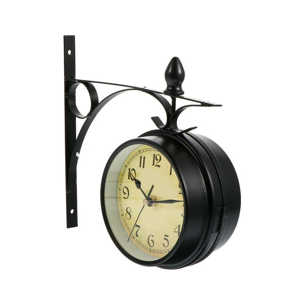 Niceauty Hanging Wall Clock Double Sided Iron Rustic Wall Decoration 1 Set