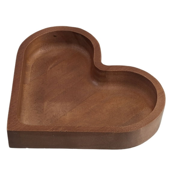 Niceauty Heart-Shaped Wooden Serving Tray Solid Wood Candy Nut Dish for Home Brown