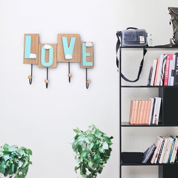 Niceauty Assorted Color Love Hooks Wooden Wall Hook Easy Install for Dressing Room