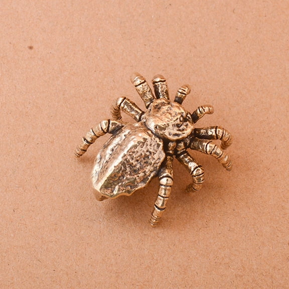 Niceauty Golden Brass Spider Decoration Sturdy Metal Figurine for Room Display