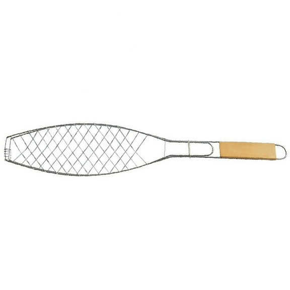 Niceauty Barbecue Party Single Fish Grill Basket Silver Iron 1Pcs