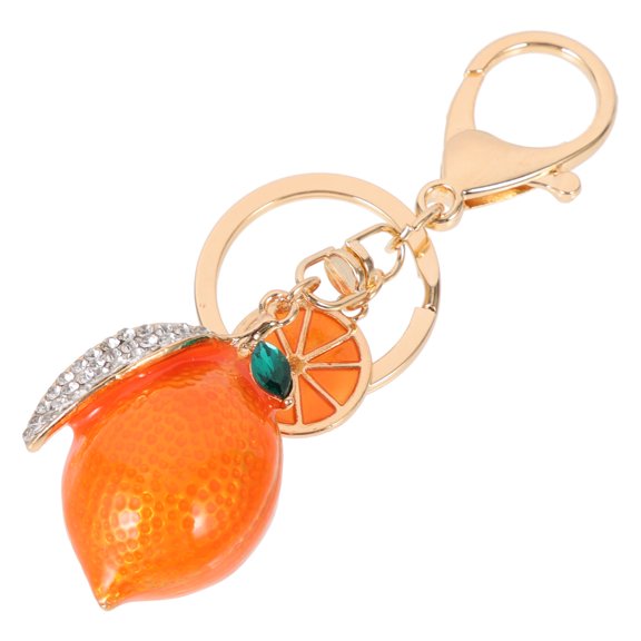 Niceauty Fruit Key Ring Pendant Orange Rhinestone Inlaid Alloy 1Set