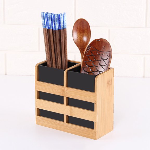 Niceauty Bamboo Chopsticks Organizer for Kitchen Use Premium Cutlery Pan Holder 4 Pieces