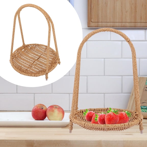 Niceauty Round Snack Tray Wicker Weave Style 1Set 9.9x7.5in