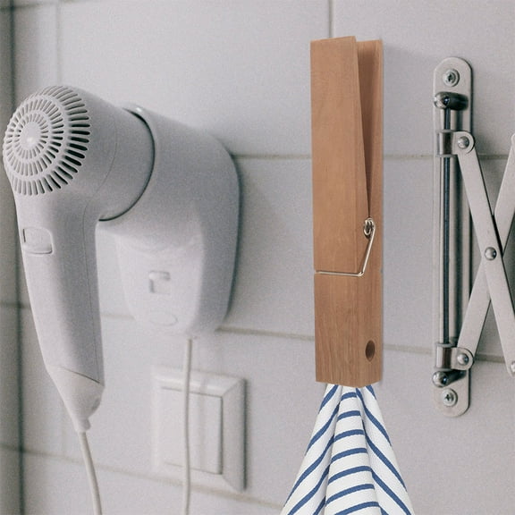 Niceauty Space Saving Wooden Giant Clothespin Towel Holder for Bath and Laundry Rooms