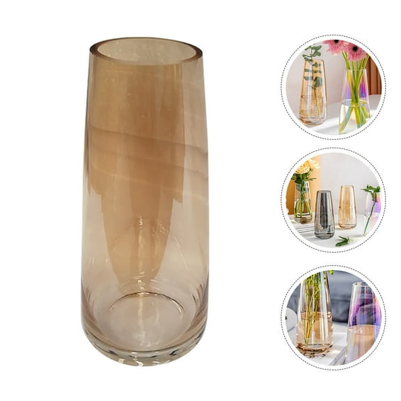 Niceauty Light Brown Glass Flower Vase for Home Decoration Stylish Nordic Design Smooth Finish 1Pc