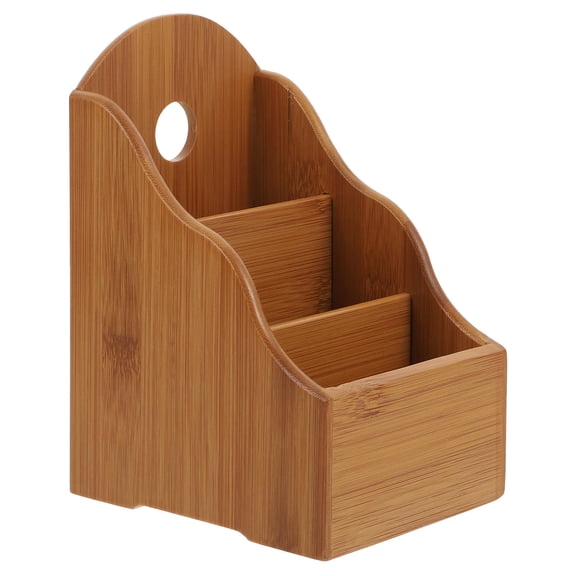 Niceauty Light Brown Bamboo Storage Organizer TV Controller Phone Holder 1Pc
