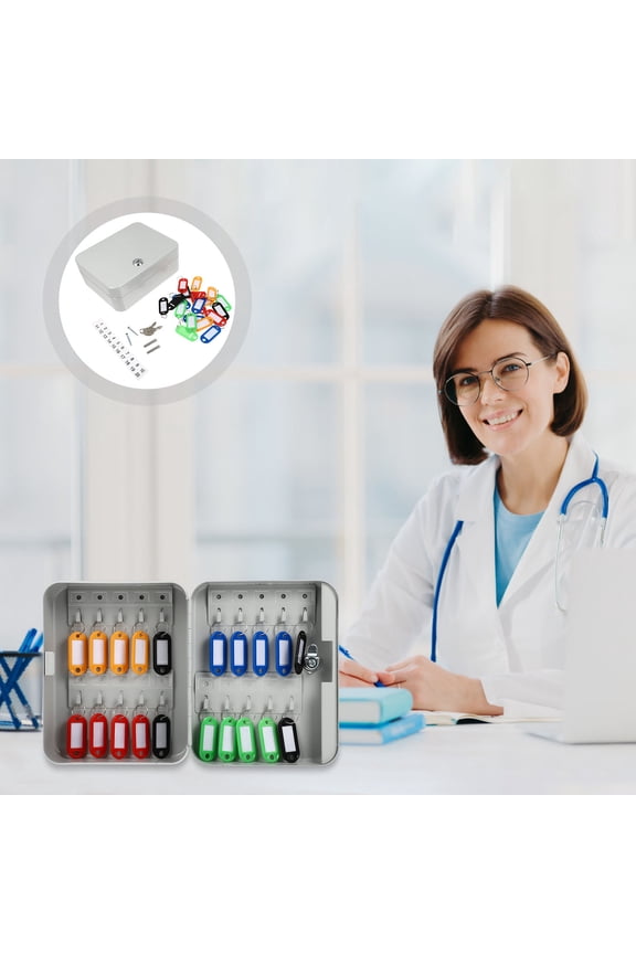 Locking Key Cabinet Wall Key Case White Steel 1Set for Adults Office