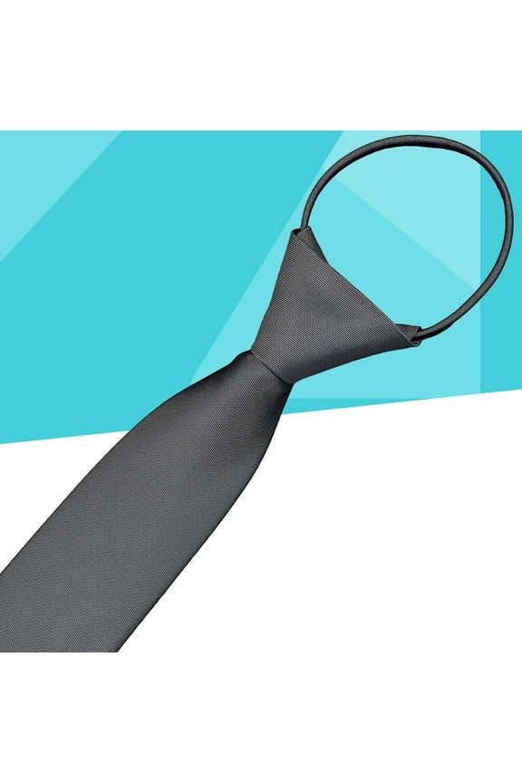 Mens Zipper Tie Solid Color Slim Dark Gray 1Set For Business Fashion Events