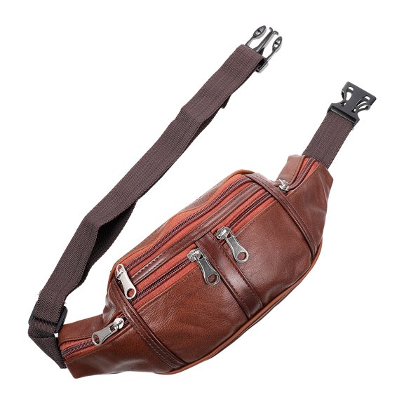 Niceauty Multi Function Mens Brown Waist Bag Waterproof PU Material for Running and Gym