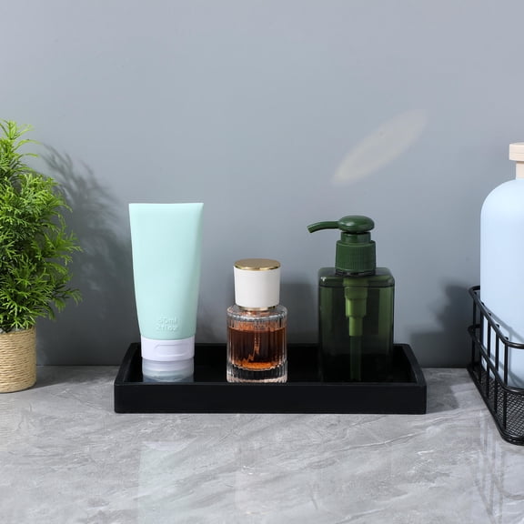 Niceauty Reusable Black Silicone Bathroom Organizer Tray for Perfume Toothbrush and Small Items