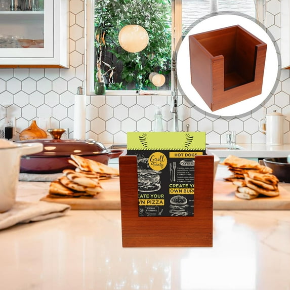 Niceauty Portable Wooden Recipe Card Holder Brown for Kitchen Organization