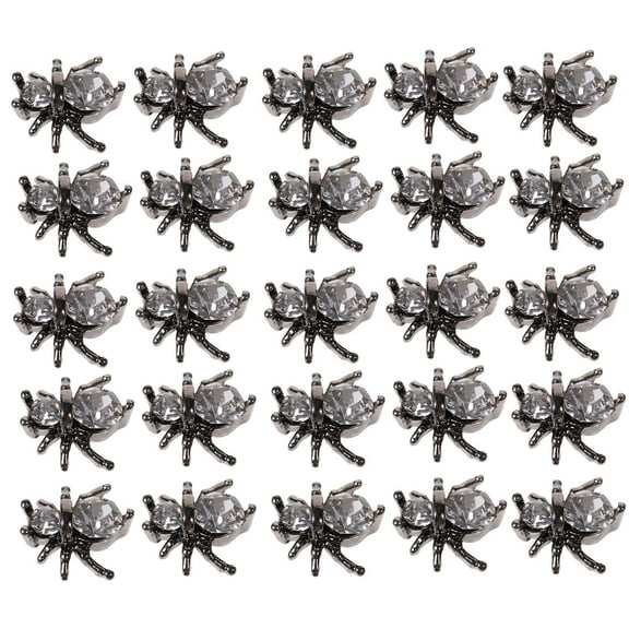 Niceauty Nail Art Charms Black Spider Shape Alloy Crystal Manicure DIY