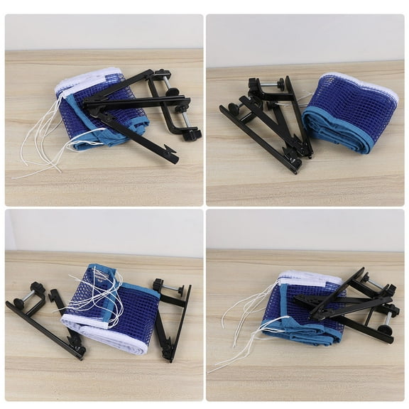 Niceauty Standard Table Tennis Net Post Set Blue Portable Pong Rack with Metal Clamp for Indoor Outdoor Use