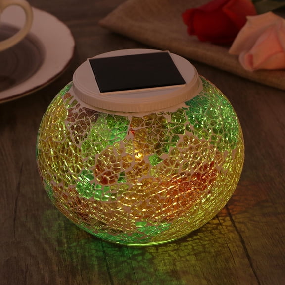 Niceauty Solar Powered Outdoor Table Lamp with Crystal Glass and Multicolor Lighting