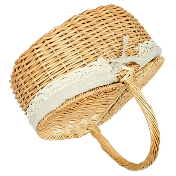 Niceauty Light Brown Wicker Basket for Outdoor Picnic Use 1Pcs