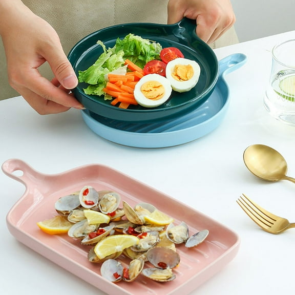 Niceauty Multi Functional Dark Green Ceramic Plates for Baking Serving Home Use