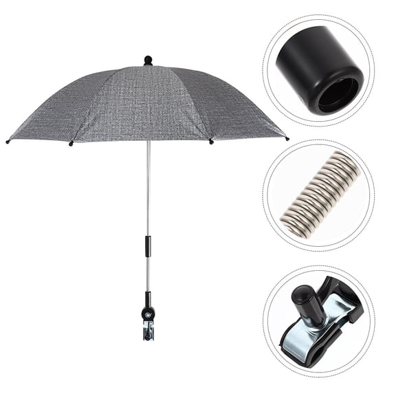 Niceauty High Density Grey Umbrella for Strollers with Expandable Arm and Cool Mesh Side Vent