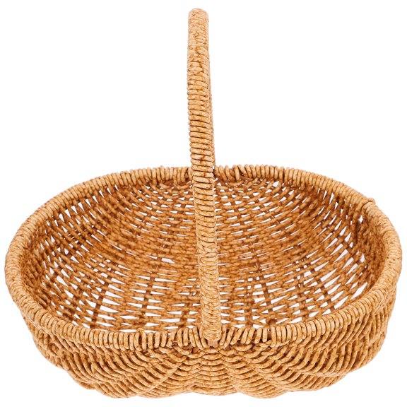 Niceauty Khaki Hand Woven Fruit Vegetable Basket for Kitchen Pantry and Picnic Storage Needs